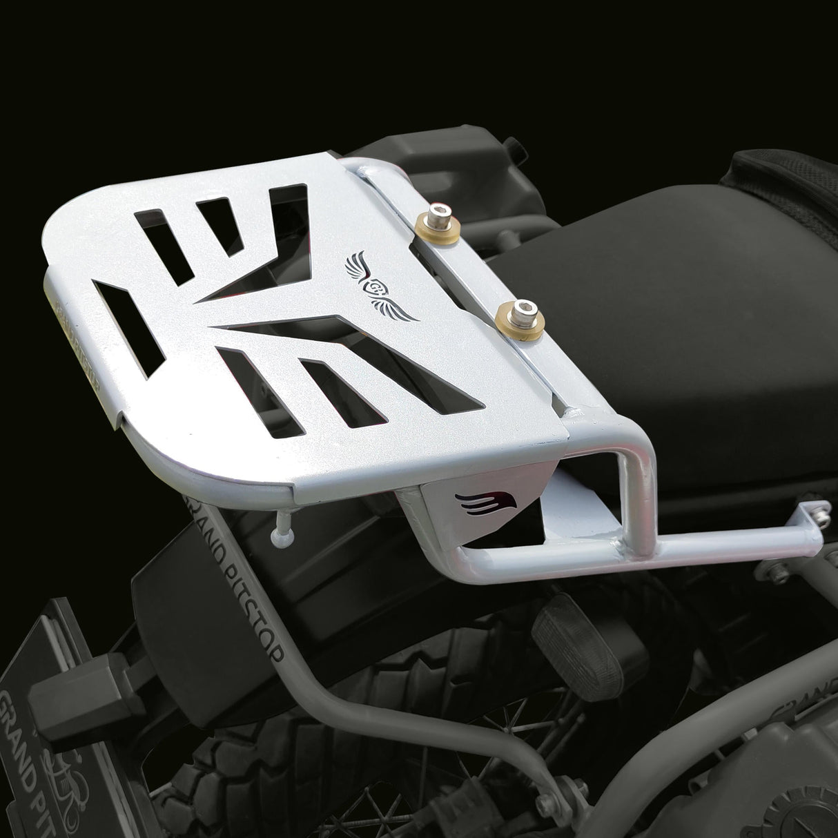 Extended Top Rack-Carrier with Plate, compatible with Pillion Backrest For Royal Enfield Himalayan-Silver