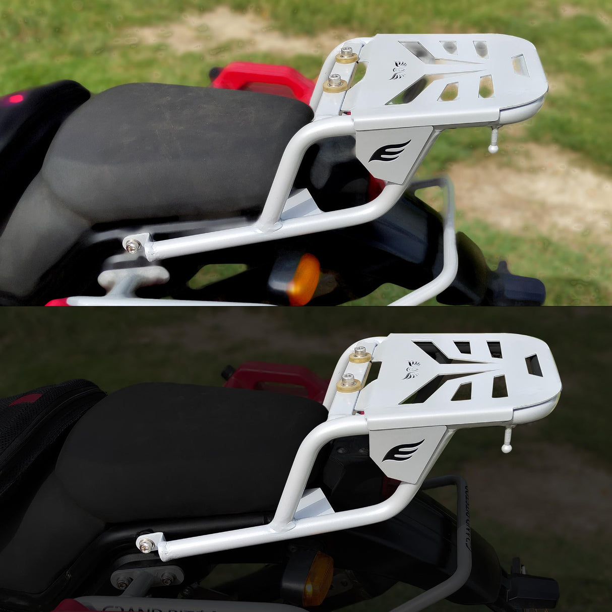 Extended Top Rack-Carrier with Plate, compatible with Pillion Backrest For Royal Enfield Himalayan-Silver