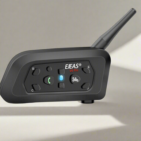 EJEAS V6 Pro + Helmet Intercom Communication System V6 Motorcycle Bluetooth On Ear Headphones Connect Up to 6 Riders 1200M V6 Pro(1 Pack) - 1 YEAR WARRANTY
