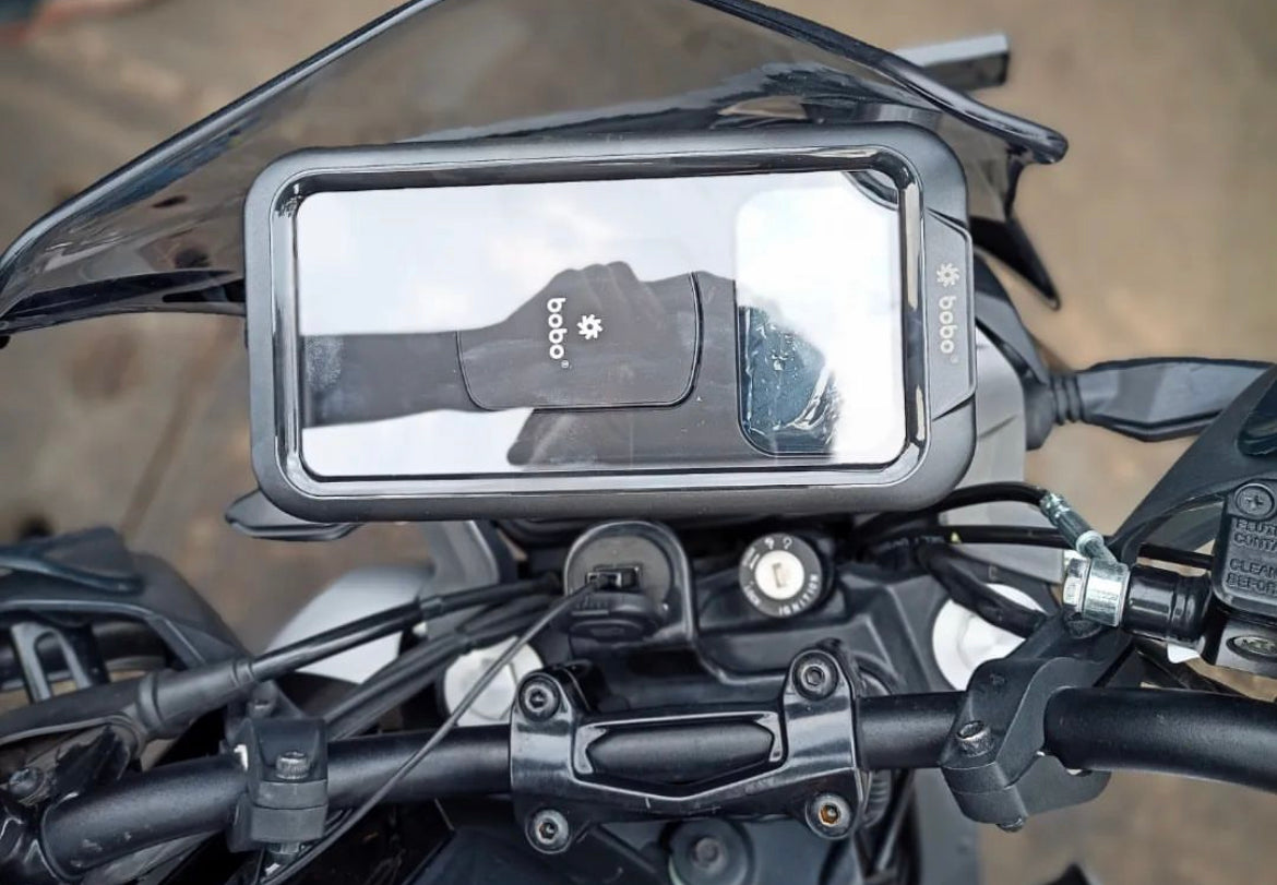 BOBO BM11 Fully Waterproof Bike Phone Holder (with Fast 15W Wireless Charger & USB-C Input/Output Port) Motorcycle Mobile Mount