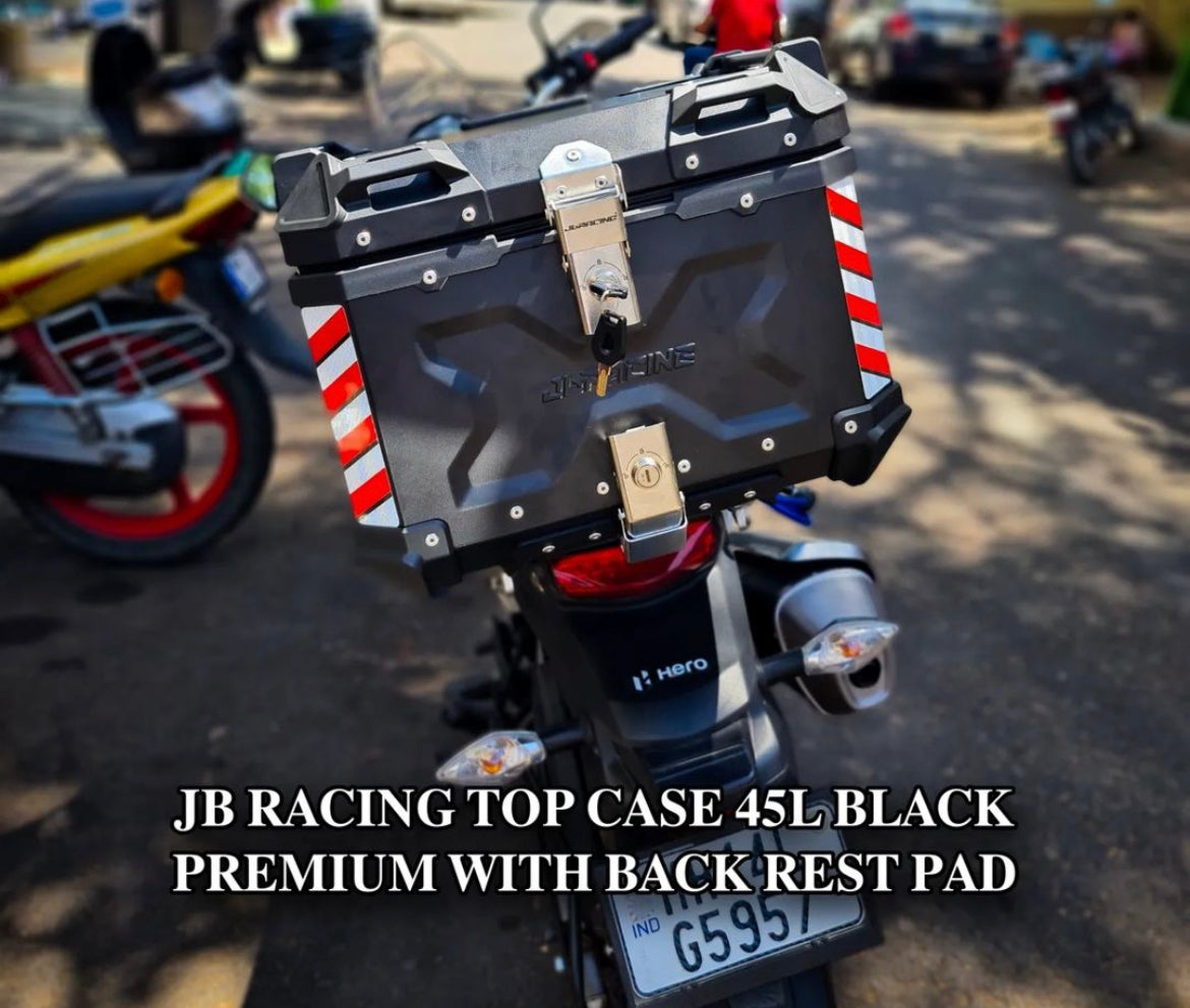 TOP BOX ( CASE) 45LTRS BLACK PREMIUM  BY JB RACING - UNIVERSAL