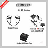 COMBO 2 FZ 25 Crash Guard + Top Rack + Saddle Stay with Seat Rest + Brake Fluid Tank Cap – HT EXHAUST