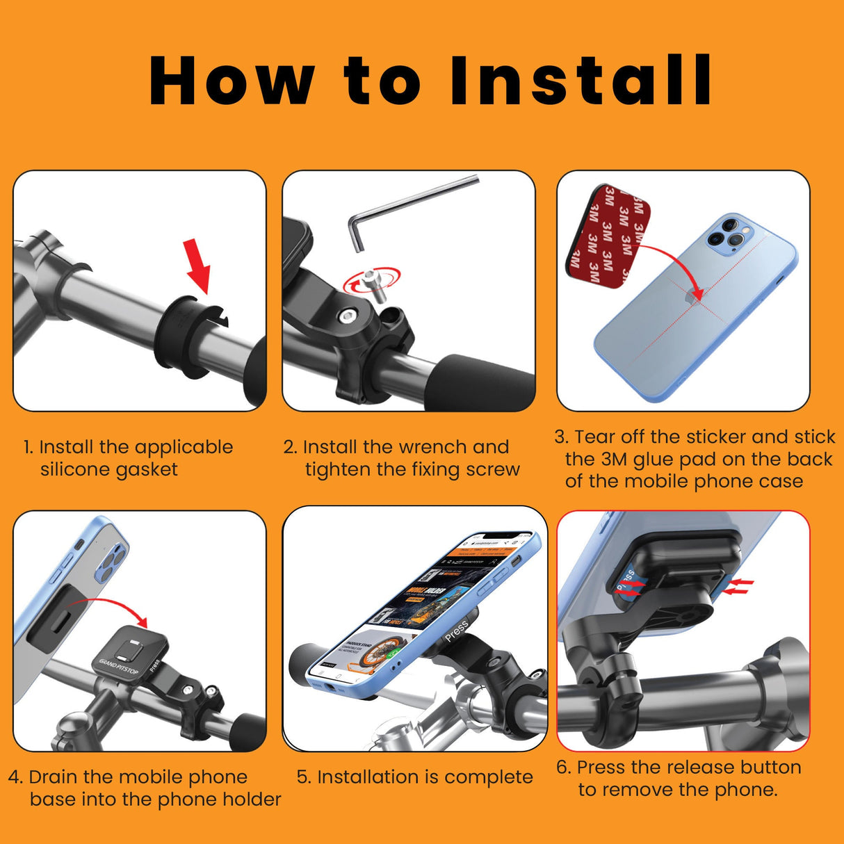 Quick Lock GEN-1 with in-built MAGNETIC LOCK Technology Handlebar Motorcycle Mobile Holder