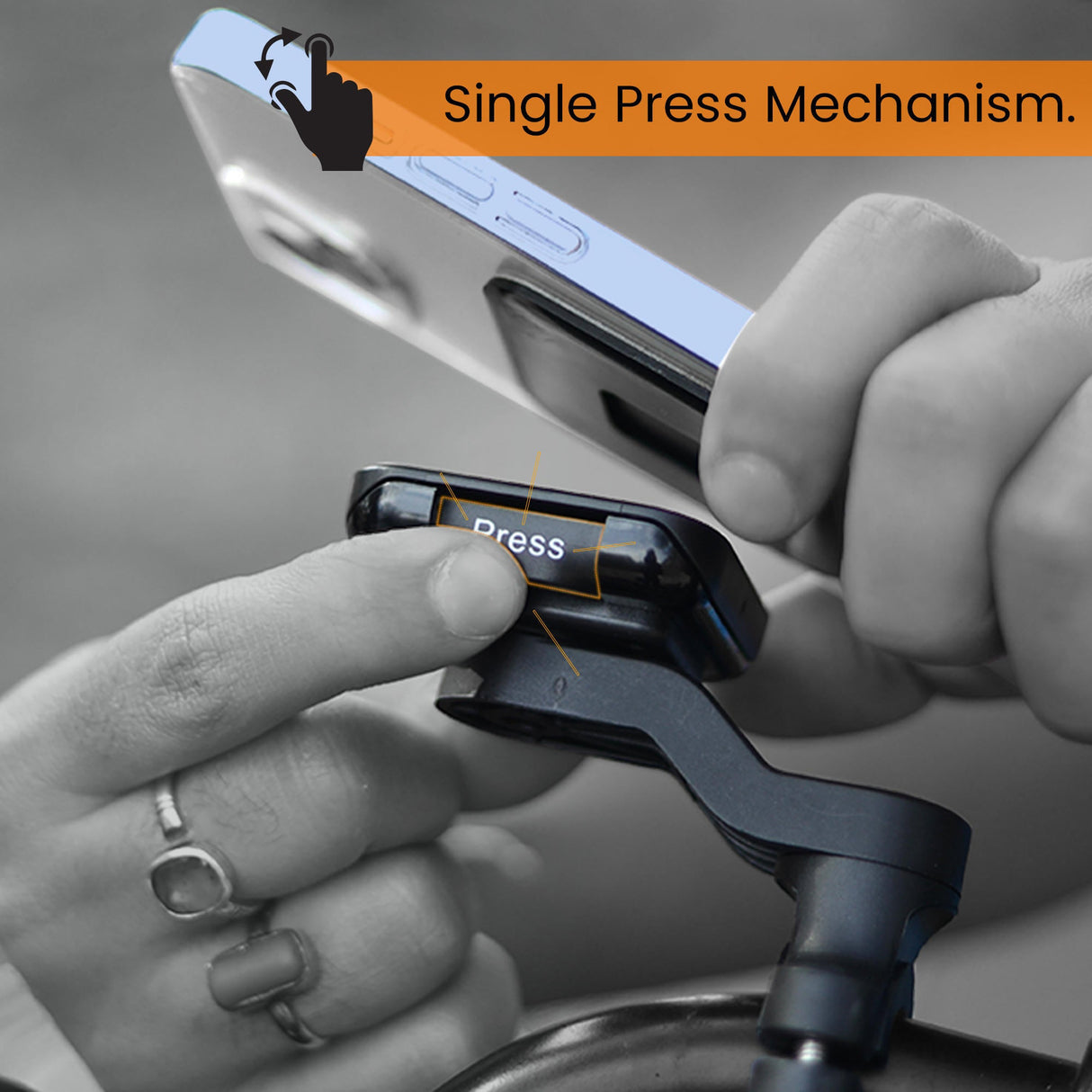 Quick Lock GEN-1 with in-built MAGNETIC LOCK Technology Handlebar Motorcycle Mobile Holder
