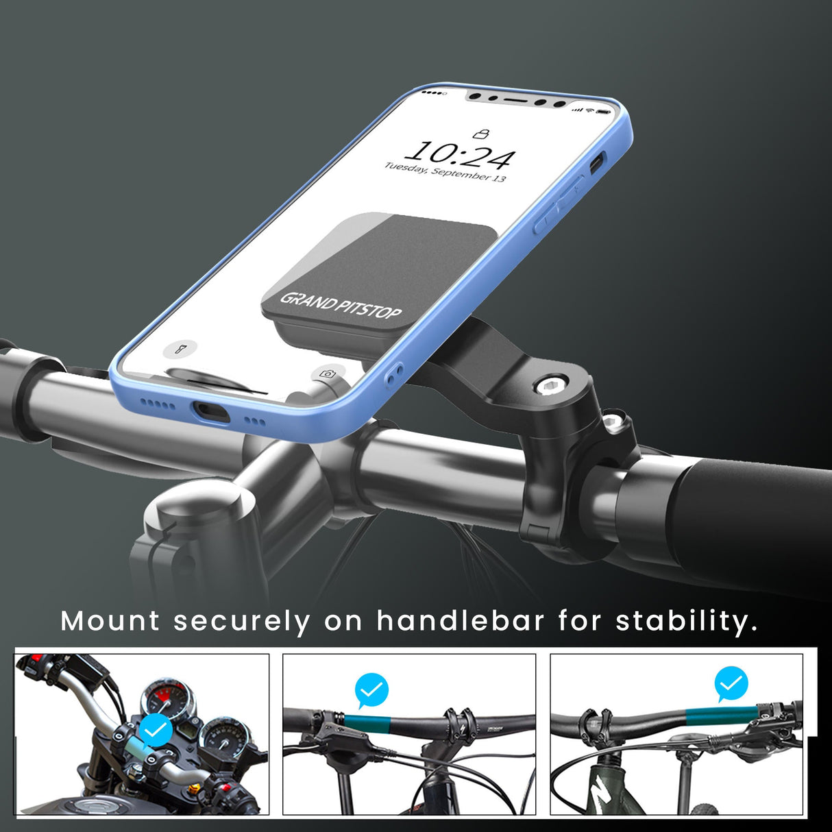 Quick Lock GEN-1 with in-built MAGNETIC LOCK Technology Handlebar Motorcycle Mobile Holder