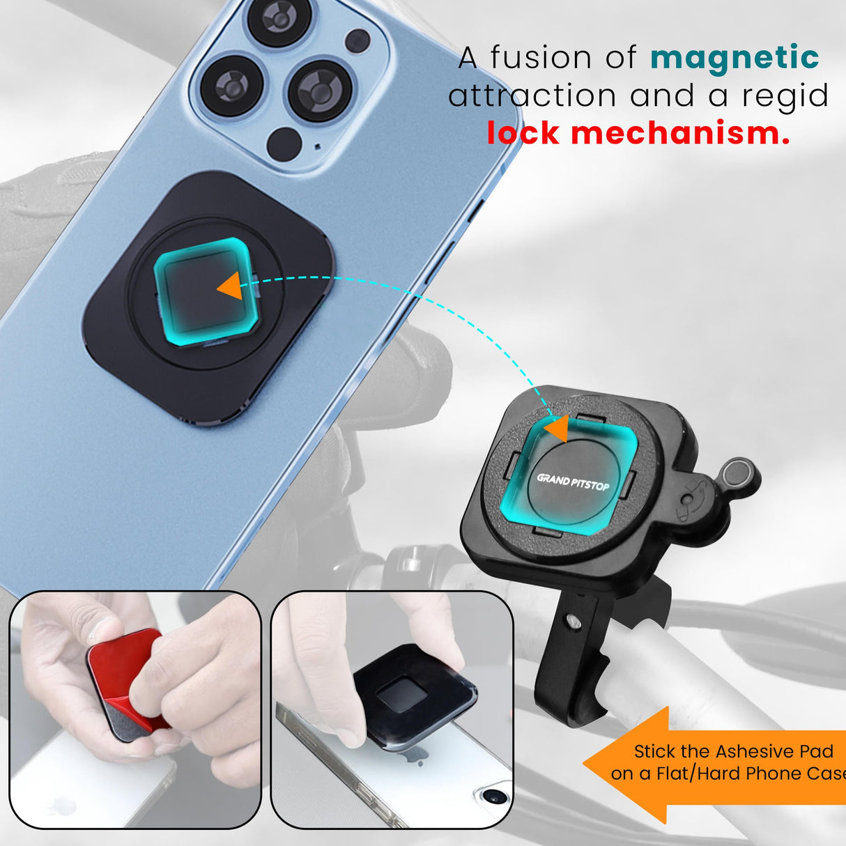 Quick lock Gen-2 with ULTRA MAG-LOCK Technology Handlebar Motorcycle Mobile Holder