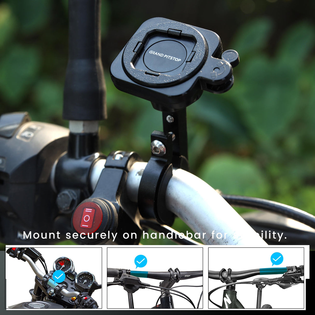 Quick lock Gen-2 with ULTRA MAG-LOCK Technology Handlebar Motorcycle Mobile Holder