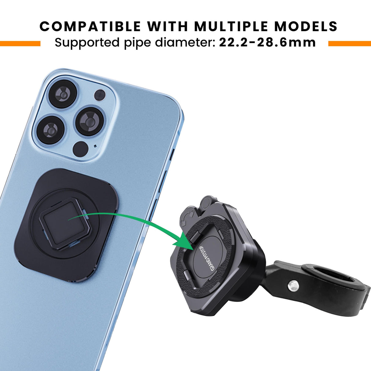 Quick lock Gen-2 with ULTRA MAG-LOCK Technology Handlebar Motorcycle Mobile Holder