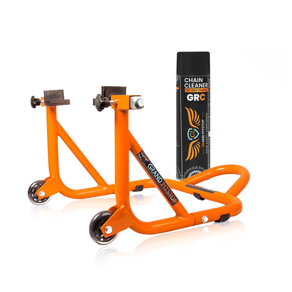 Combo of GR Chain Cleaner-500ml & Dismantable Paddock Stand-Orange
