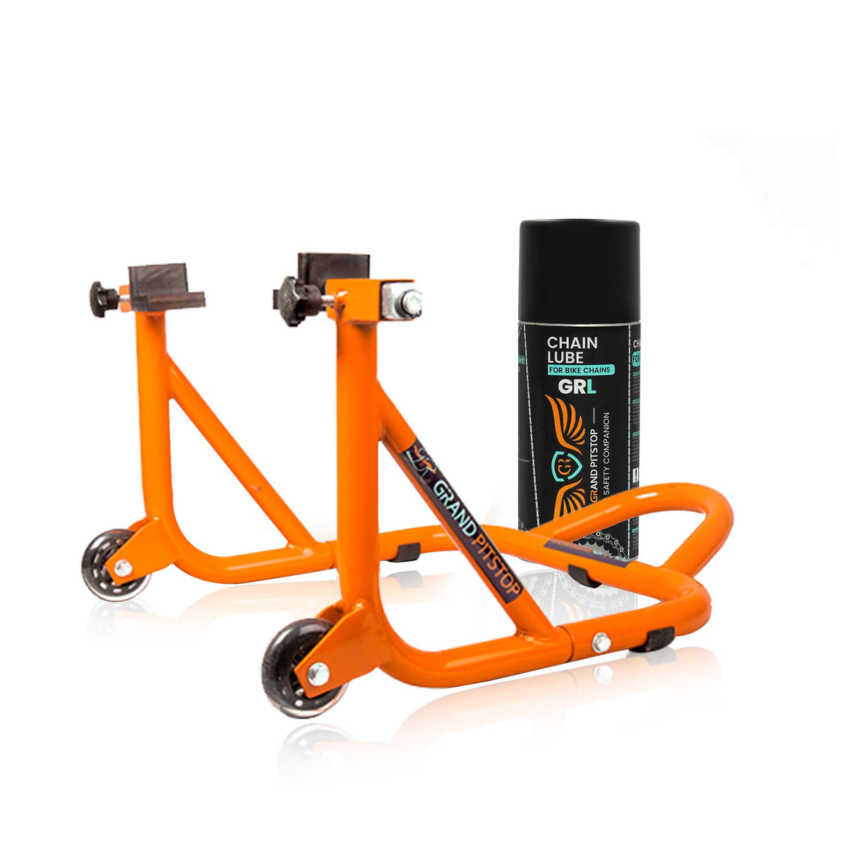 Combo of GR Chain Lube-160ml & Dismantable Paddock Stand-Orange