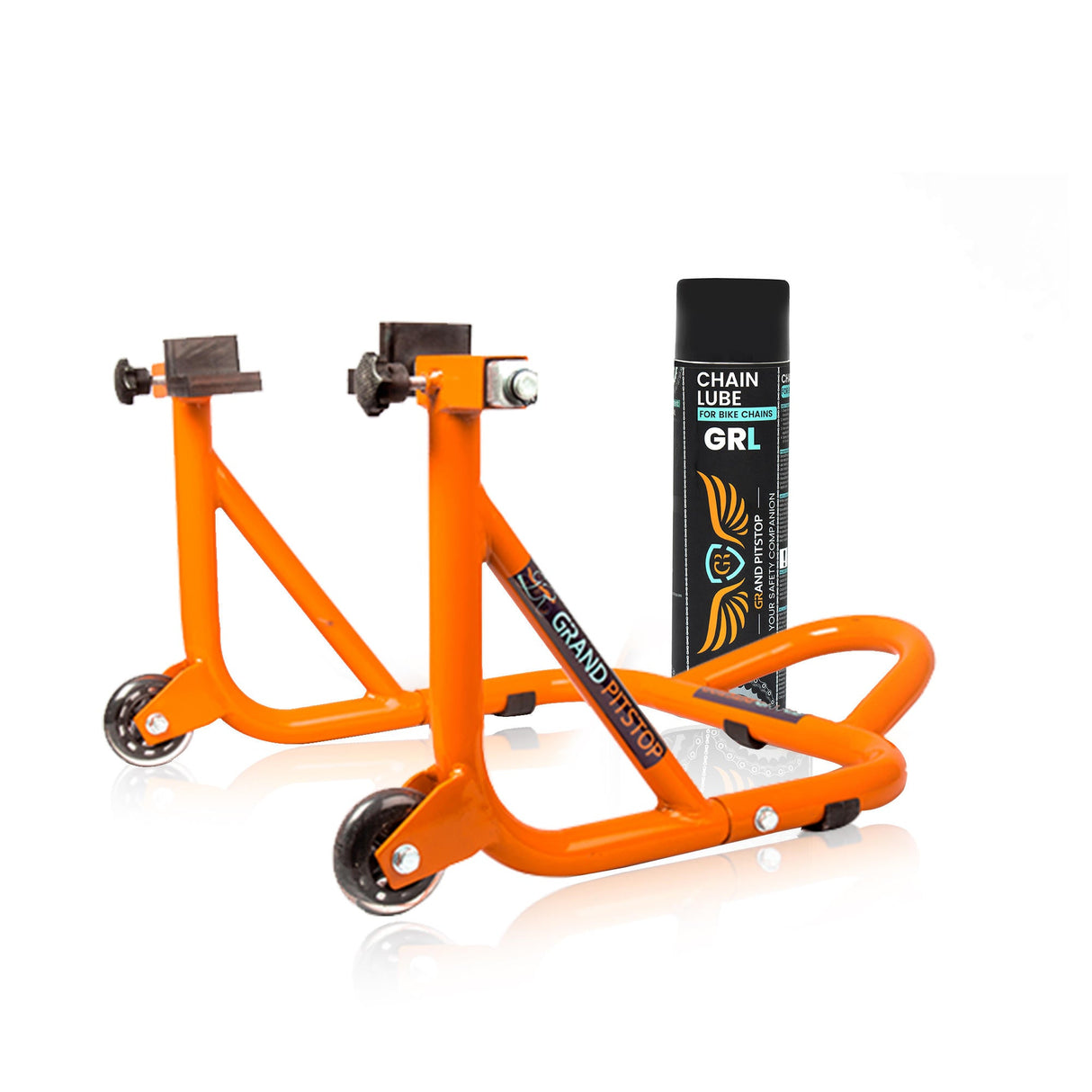 Combo of GR Chain Lube-500ml & Dismantable Paddock Stand-Orange