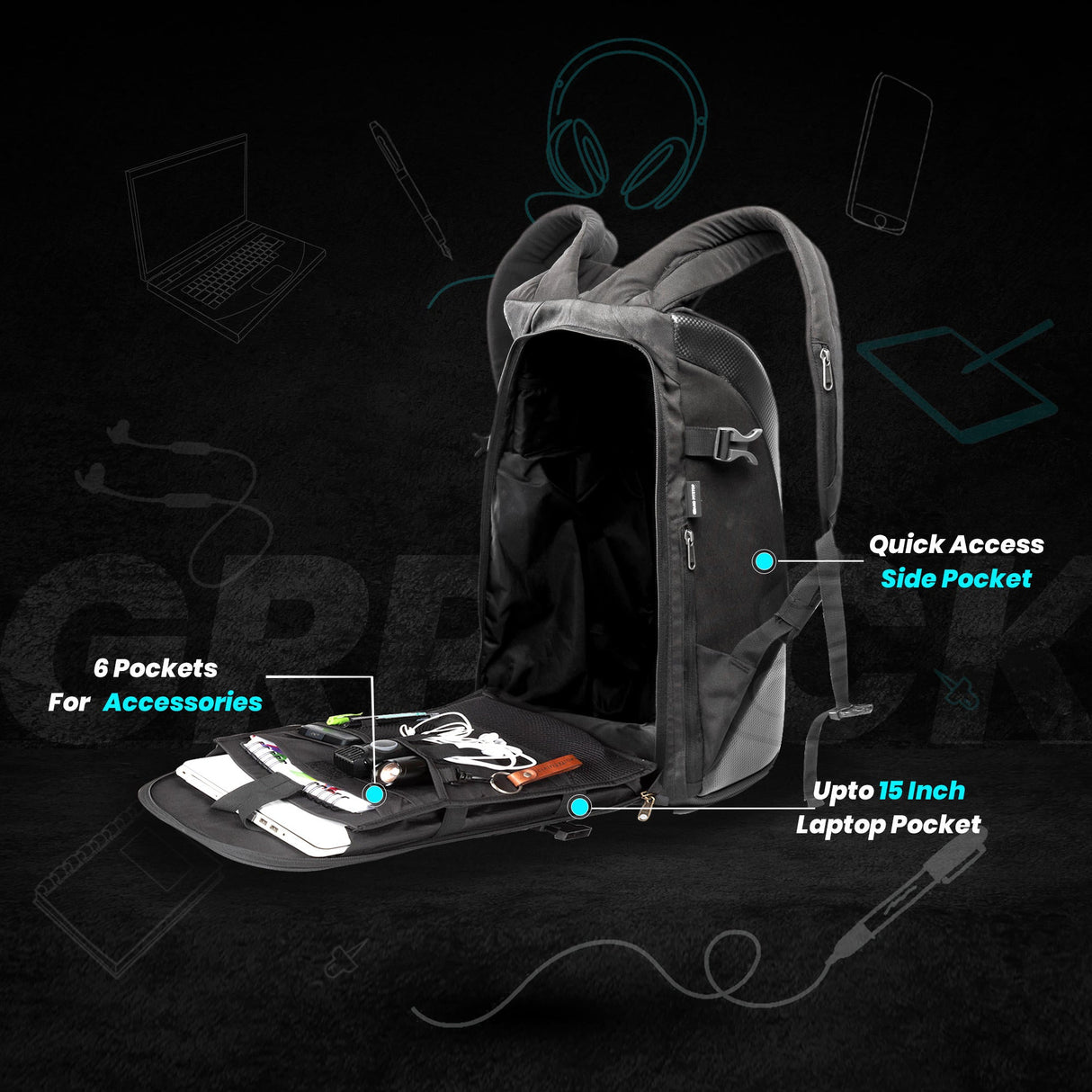 GR Pack Anti Theft Backpack for Bikers (Matte)