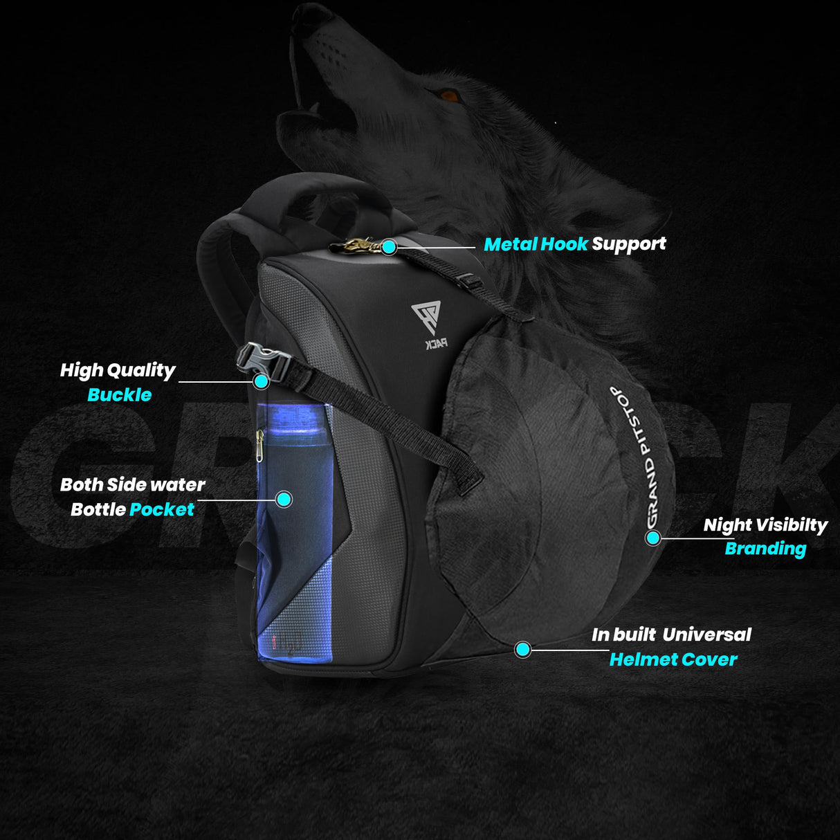 GR Pack Anti Theft Backpack for Bikers (Matte)