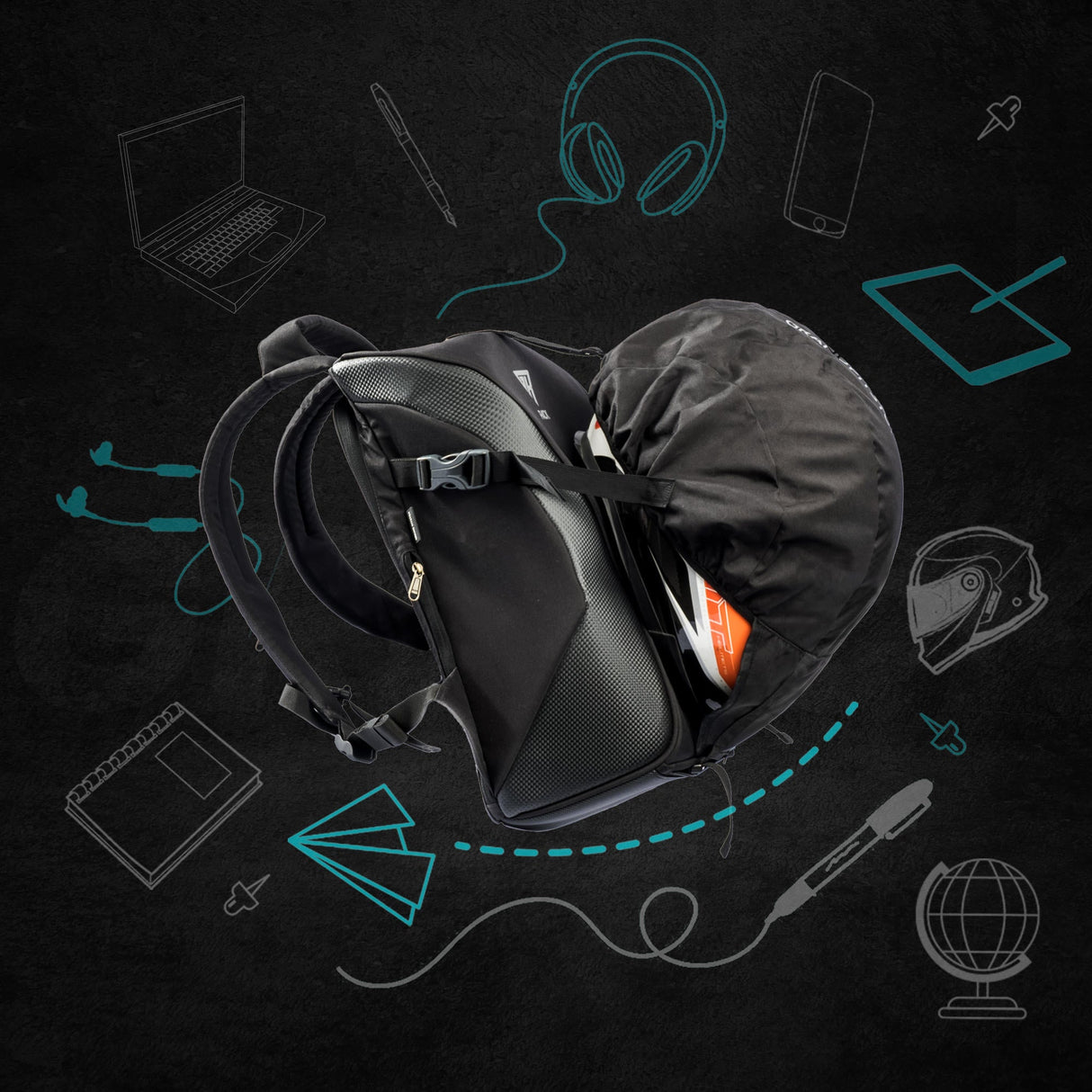 GR Pack Anti Theft Backpack for Bikers (Matte)