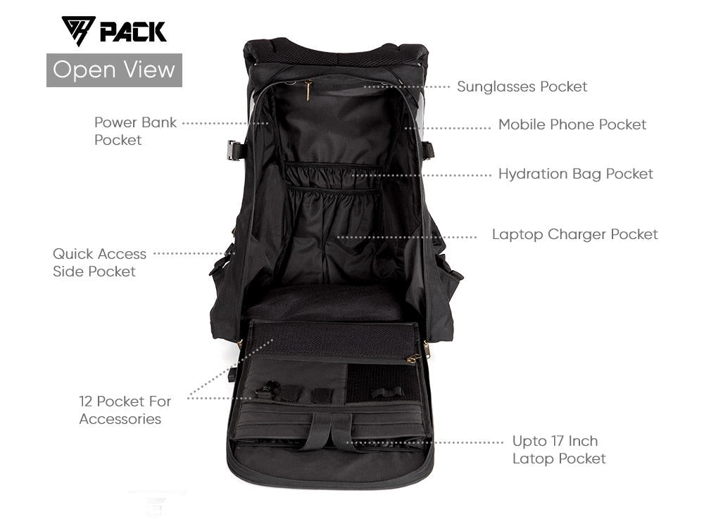GR Pack Anti Theft Backpack for Bikers (Carbon)