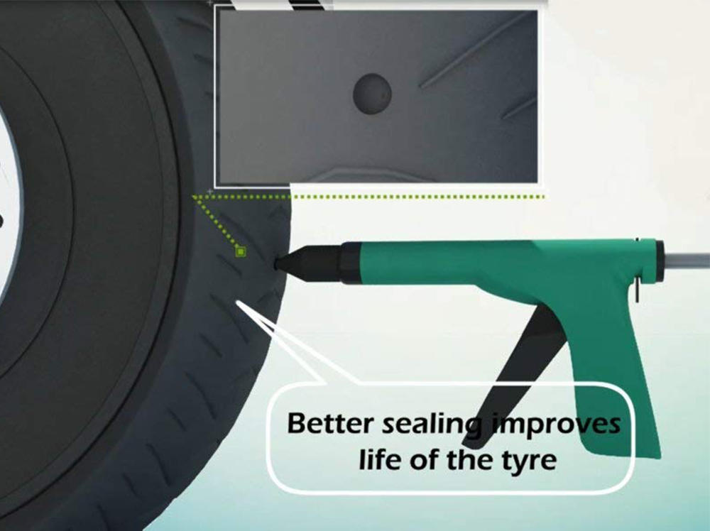 Tubeless Tyre Puncture Kit Gun With Mushroom Plugs & Air Inflator
