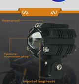 LIU HJG Mini Driving Fog Light for All Motorcycle with wiring harness /Scooter/Jeep  (20w*2) heavy