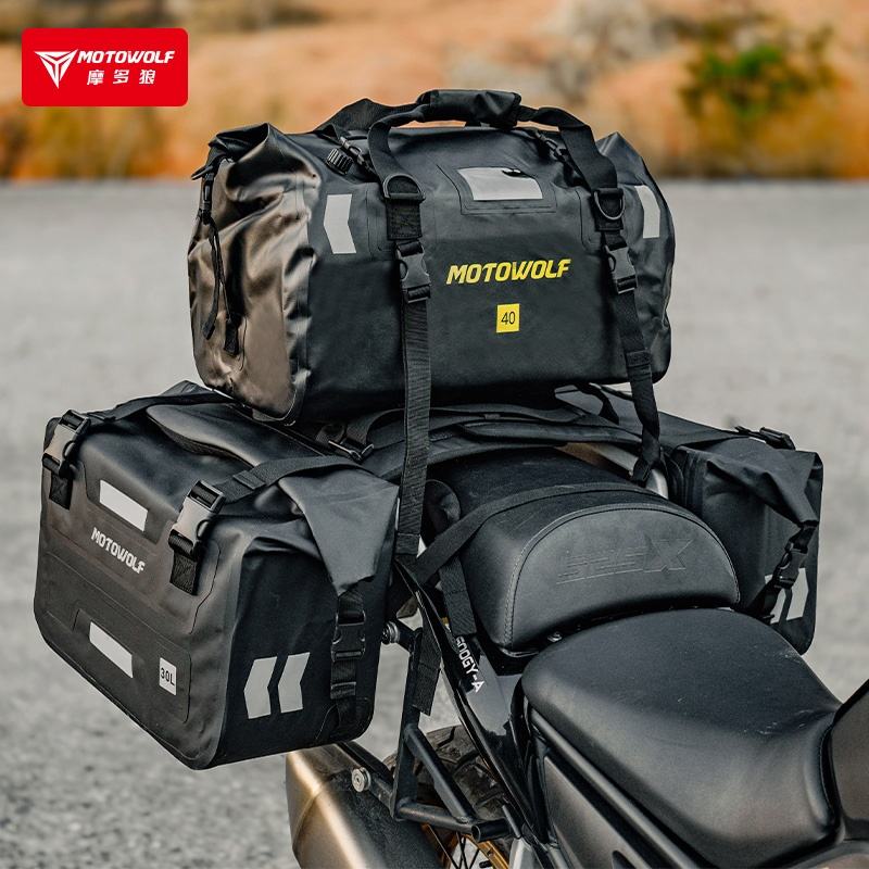 MOTOWOLF HYPERTOUR MDL0720 | 1 Pair | Waterproof Motorcycle Saddle Bags | 30 litres *2 side | Side Bags for Motorbike Travel - BLACK