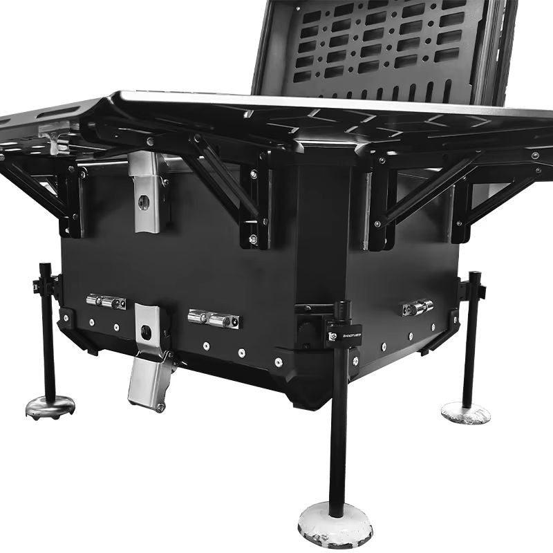 Motorcycle Top Box 55L Black Campaign Luggage Box with Backrest
