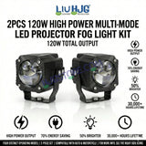 HJG Gorilla V2 Triple Lens Fog with Wiring Harness Kit 120W Gorilla Projector Foglight New Model with Wiring Foglight Ultra Wide Dual Intensity LED Driving Fog Lights White/Yellow 120W Universal For All Cars & Bikes LIU HJG Gorilla V2 Foglight Combo Kit