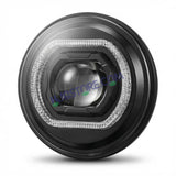 HJG 7 Inch RGB LED Headlight Chakra Headlight Assembly for Thar Royal Enfield | 75-120W CREE/Osram LED Chip Multi color Compatible with Royal Enfield, Jeep, Thar, Gypsy