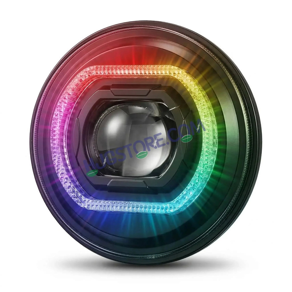 HJG 7 Inch RGB LED Headlight Chakra Headlight Assembly for Thar Royal Enfield | 75-120W CREE/Osram LED Chip Multi color Compatible with Royal Enfield, Jeep, Thar, Gypsy