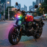 HJG 7 Inch RGB LED Headlight Chakra Headlight Assembly for Thar Royal Enfield | 75-120W CREE/Osram LED Chip Multi color Compatible with Royal Enfield, Jeep, Thar, Gypsy