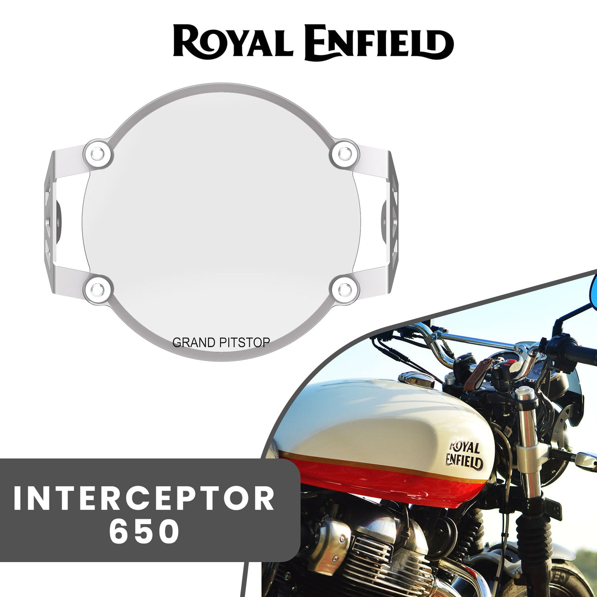 HEADLIGHT GUARD - Silver for Royal Enfield - INTERCEPTOR