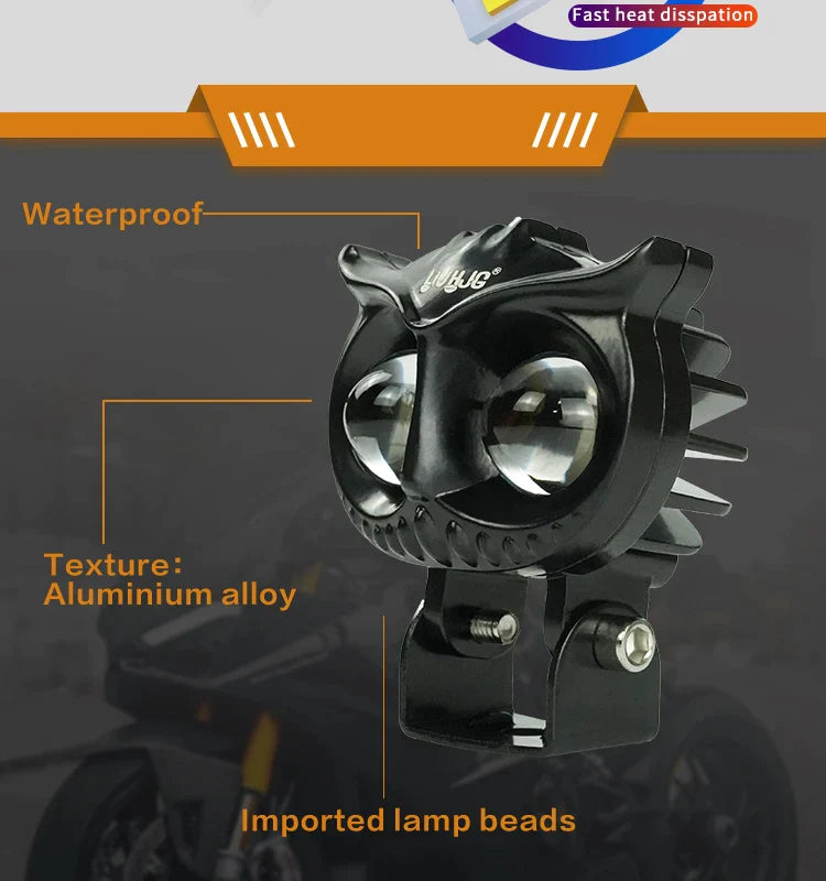 HJG Fog Lamp 2 Led 40W OWL 9-60v White/Yellow (SET OF-2) for all motorcycles / scooters /cars