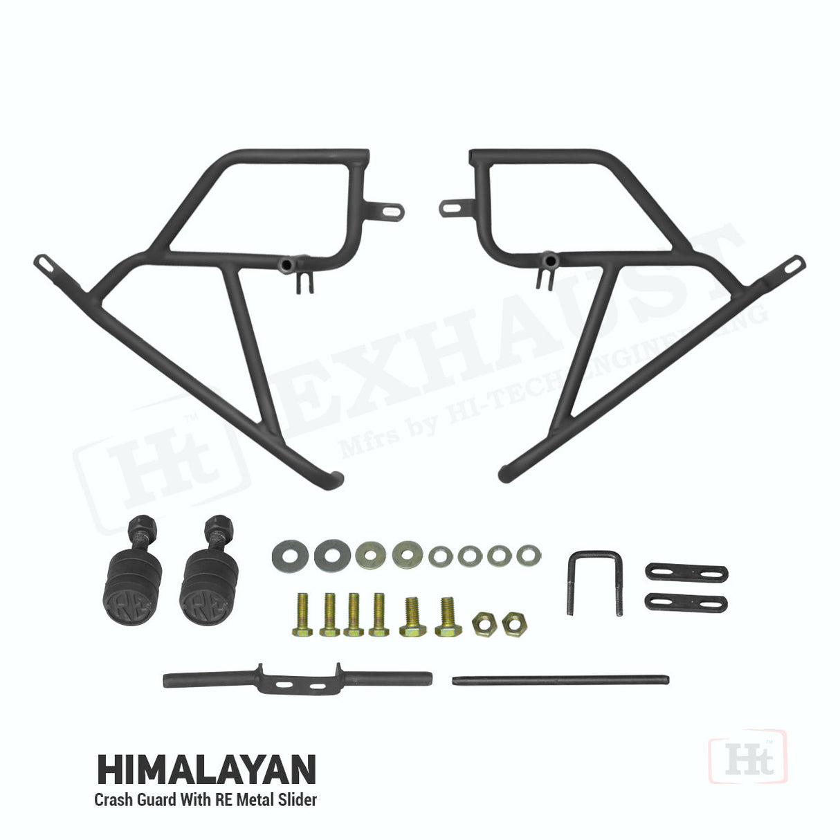 Himalayan Crash Guard with RE Metal Slider WITH –  BLACK HM 210 – Ht exhaust