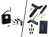 Combo - Electric Tyre Inflator with Dual Connecting Port & Tubeless Tyre Puncture Repair Kit with Mushroom Plugs (Mini Plug) - Car / Bike
