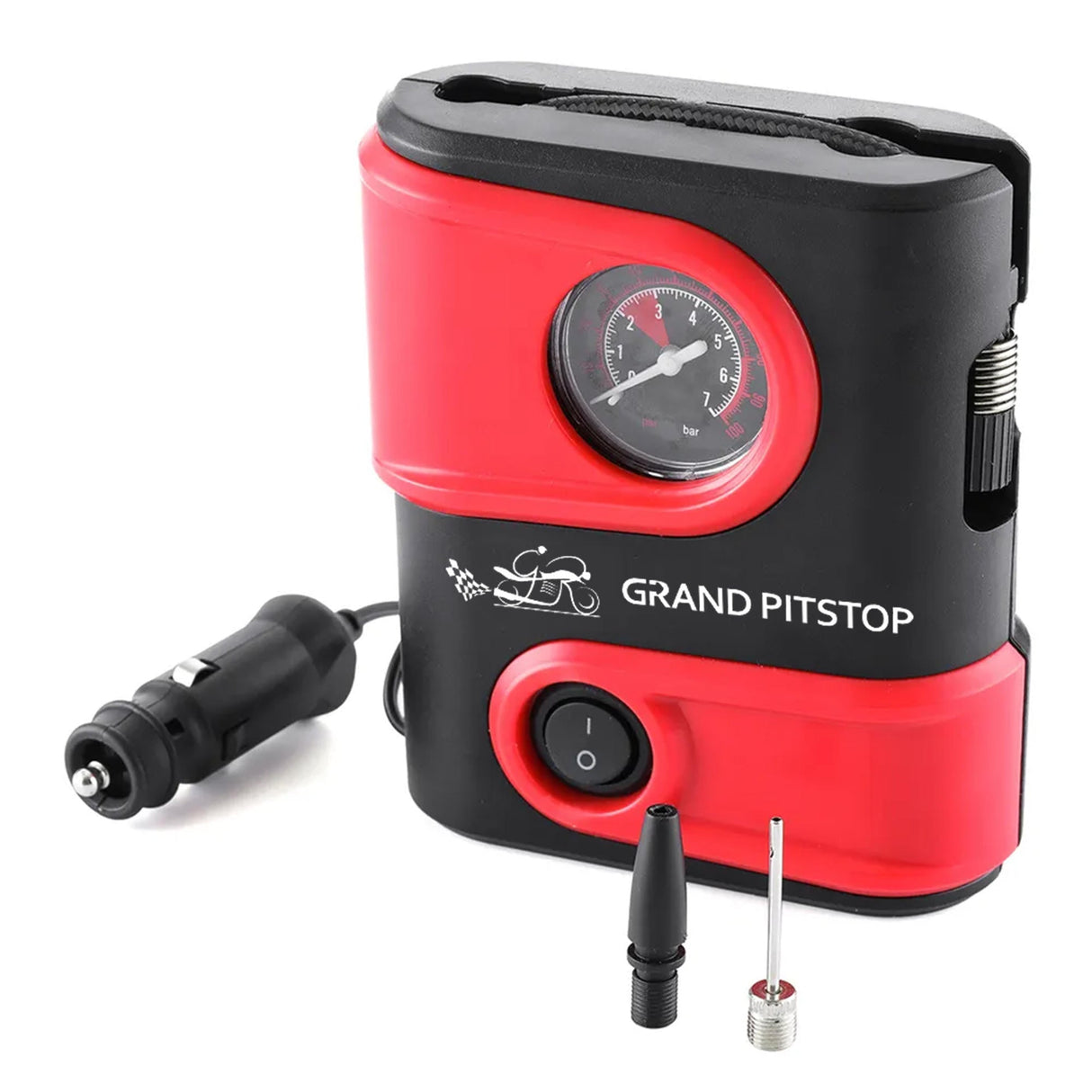 Electric Tire Inflator Air Compressor Pump for Car, Motorcycle, Balls and Mattress - Red