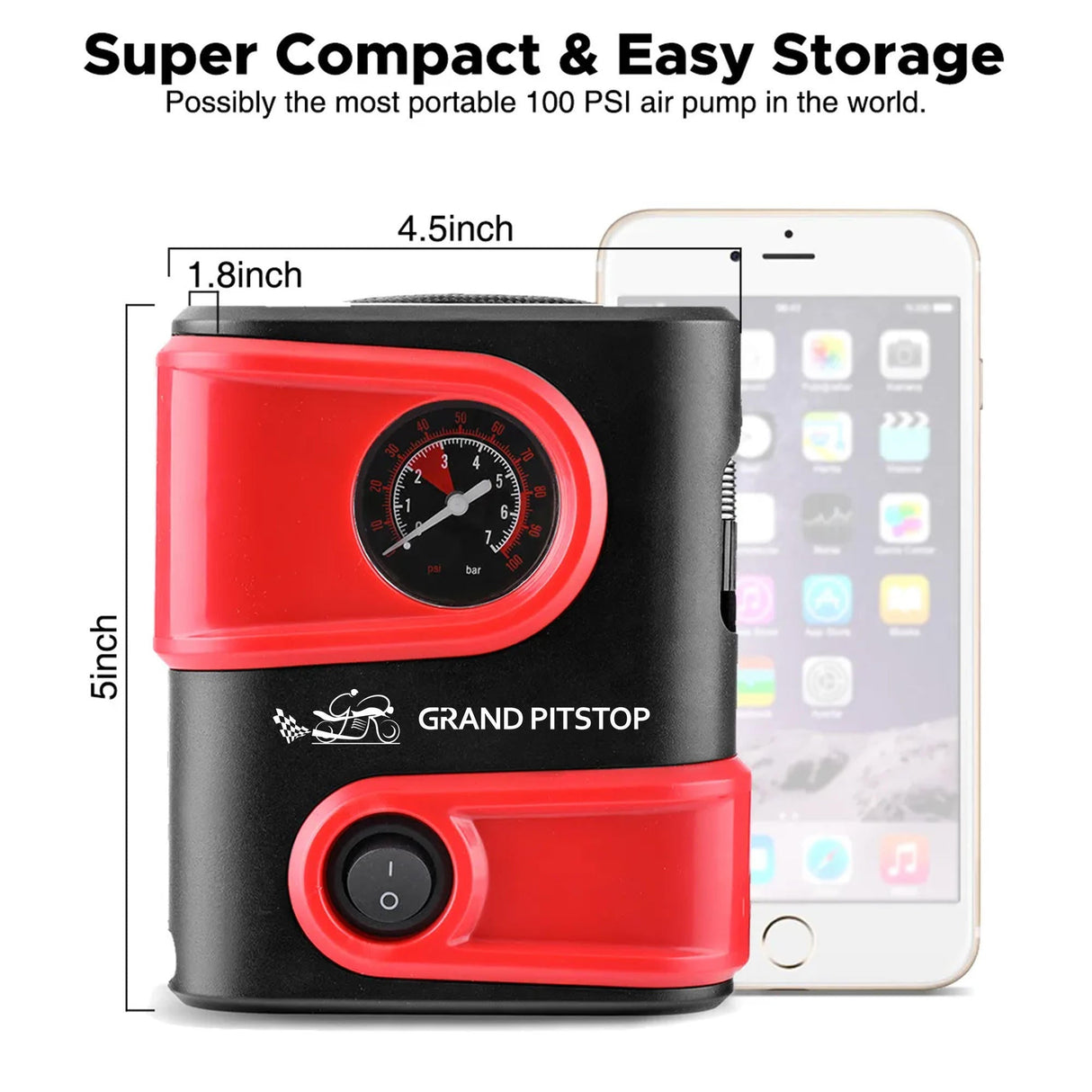 Electric Tire Inflator Air Compressor Pump for Car, Motorcycle, Balls and Mattress - Red