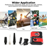 Electric Tire Inflator Air Compressor Pump for Car, Motorcycle, Balls and Mattress - Red