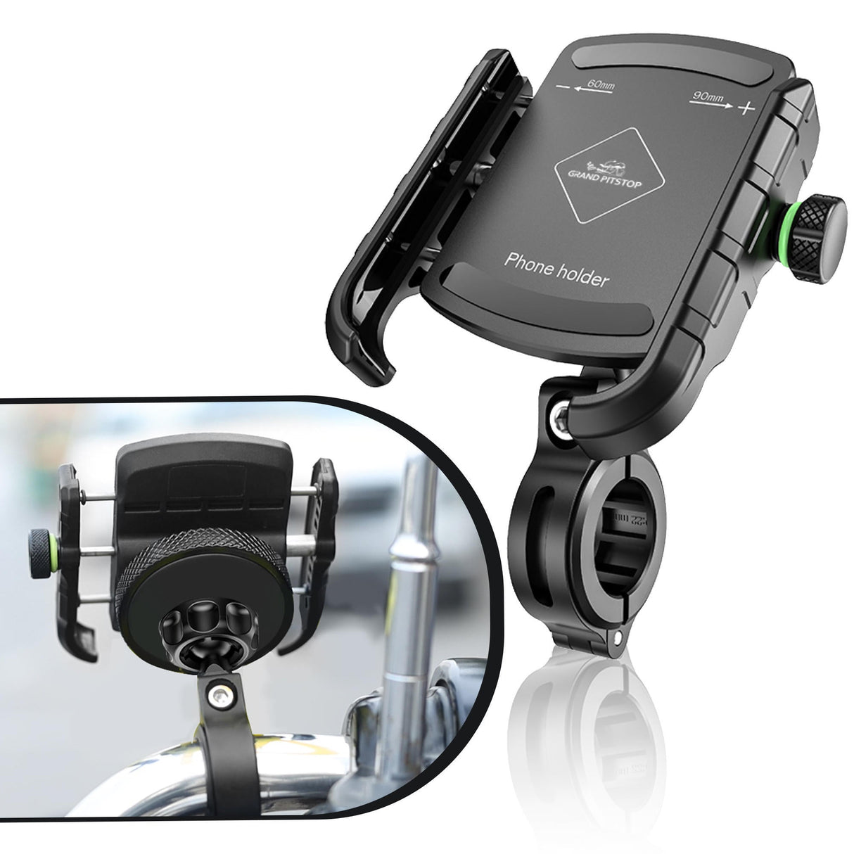Jaw Grip Aluminium Mobile Holder with Vibration Controller (Dampener) - Black