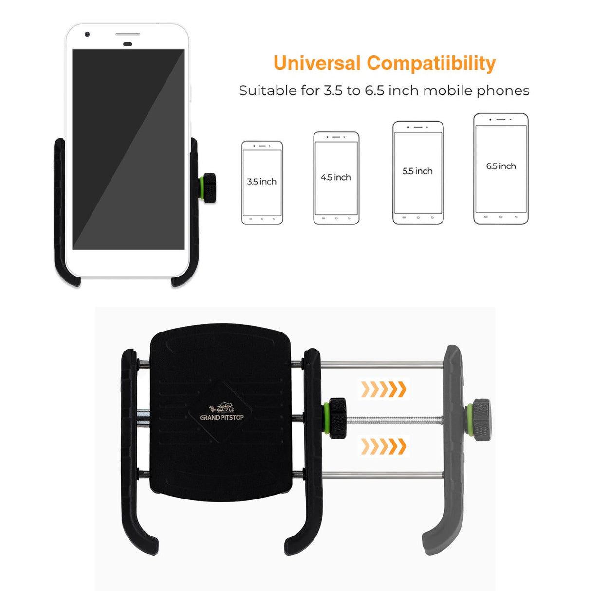 Jaw Grip Mobile Holder with Charger - Black