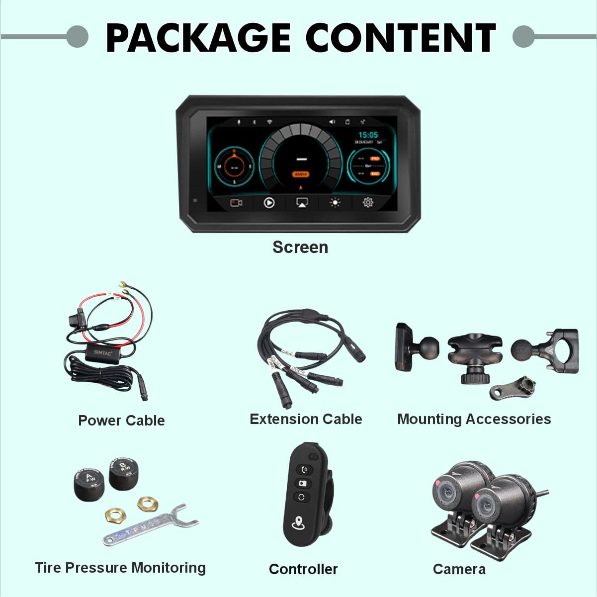 Simtac Quick Detachable Motorcycle GPS with CarPlay & Android Auto – M8DT