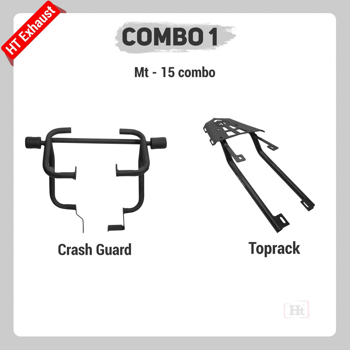 COMBO 1 MT-15 – Crash Guard + Top Rack  HT EXHAUST