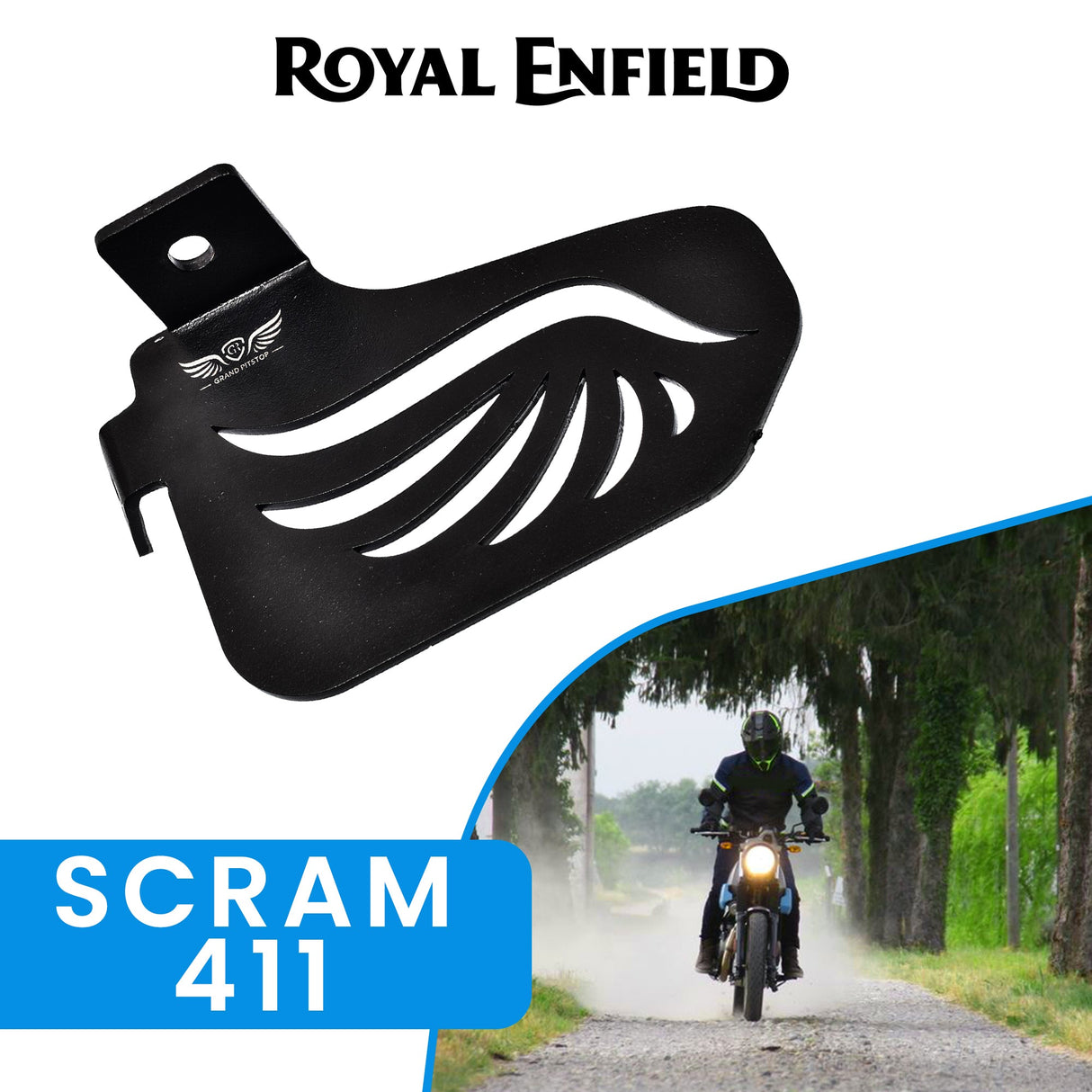 PILLION RIDER FOOTREST (Left) - Black for Royal Enfield - SCRAM 411