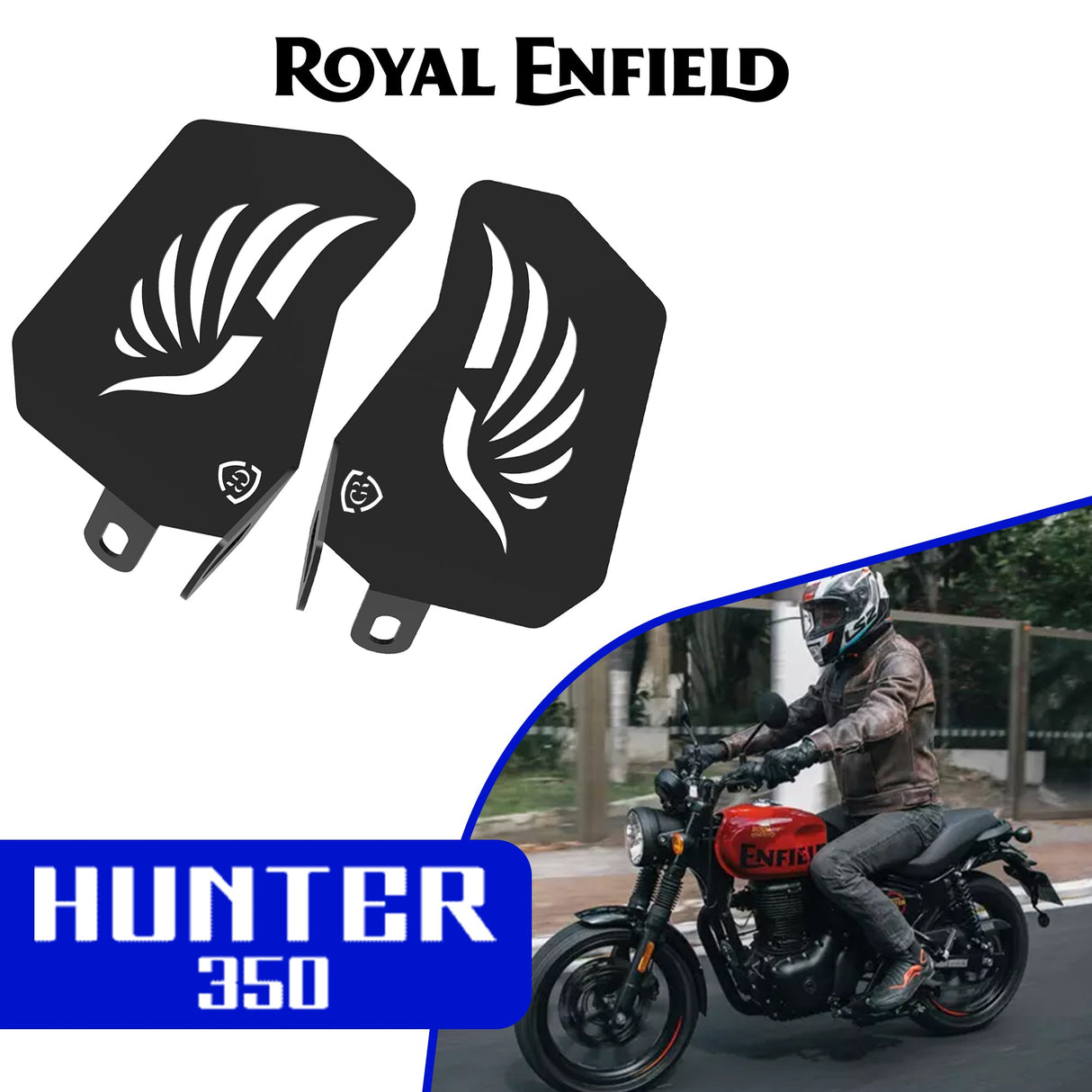 PILLION RIDER FOOTREST (PAIR) - Black for Royal Enfield - Hunter