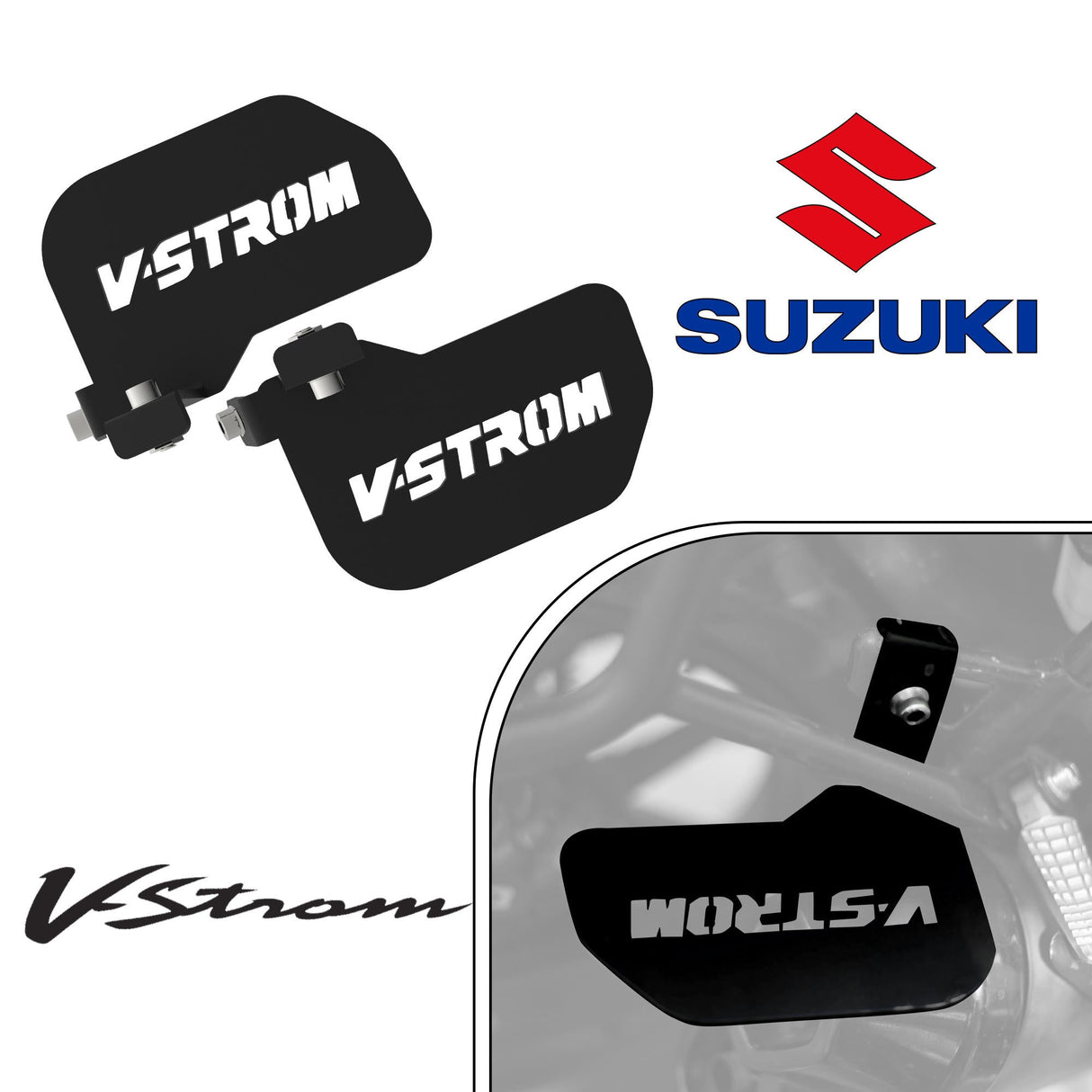 PILLION RIDER FOOTREST (PAIR) - Black for SUZUKI - V Strom