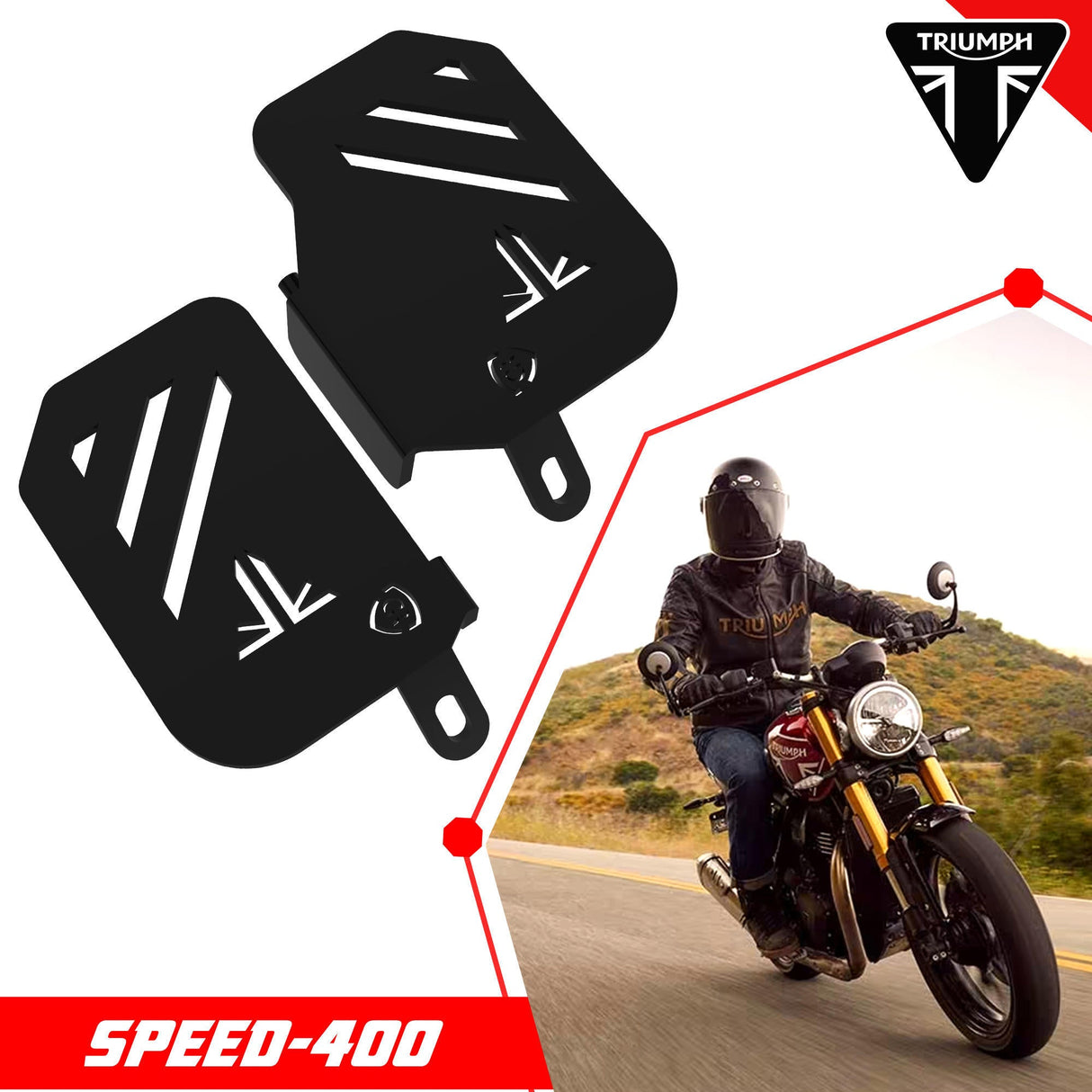 PILLION RIDER FOOTREST (PAIR) - TRIUMPH SPEED 400 - Black