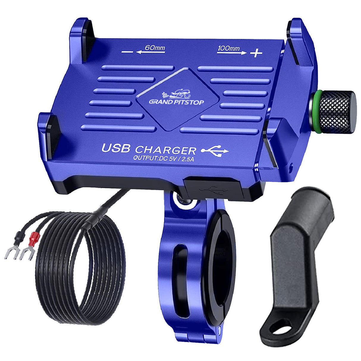 Claw Grip Aluminium Mobile Holder Mount with Charger - Blue