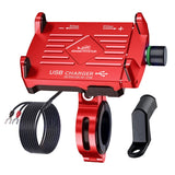 Claw Grip Aluminium Mobile Holder Mount with Charger - Red
