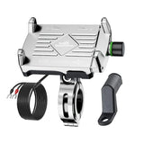 Claw Grip Aluminium Mobile Holder Mount with Charger - Silver