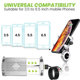 Claw Grip Aluminium Mobile Holder Mount with Charger - Silver