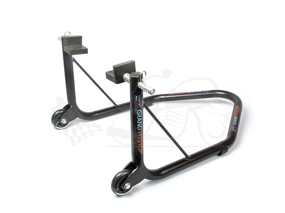 Non-Dismantable Universal Rear Paddock Stand with Skate Wheels - Black - (Bike Wt upto: 350 kgs)