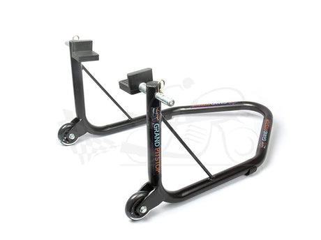 Non-Dismantable Universal Rear Paddock Stand with Skate Wheels - Black - (Bike Wt upto: 350 kgs)