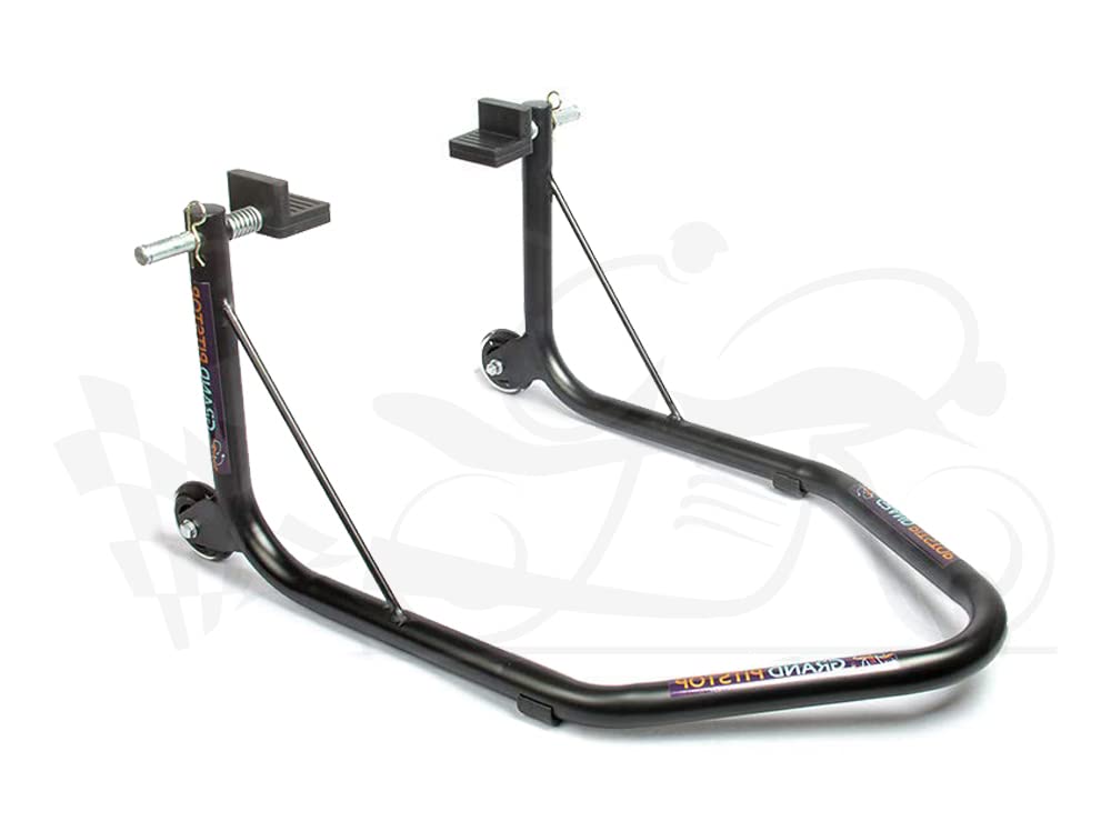 Non-Dismantable Universal Rear Paddock Stand with Skate Wheels - Black - (Bike Wt upto: 350 kgs)