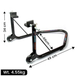 Non-Dismantable Universal Rear Paddock Stand with Skate Wheels - Black - (Bike Wt upto: 350 kgs)